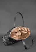 Фото Кожаная плетеная женская сумка Пазл Xl черная Krast